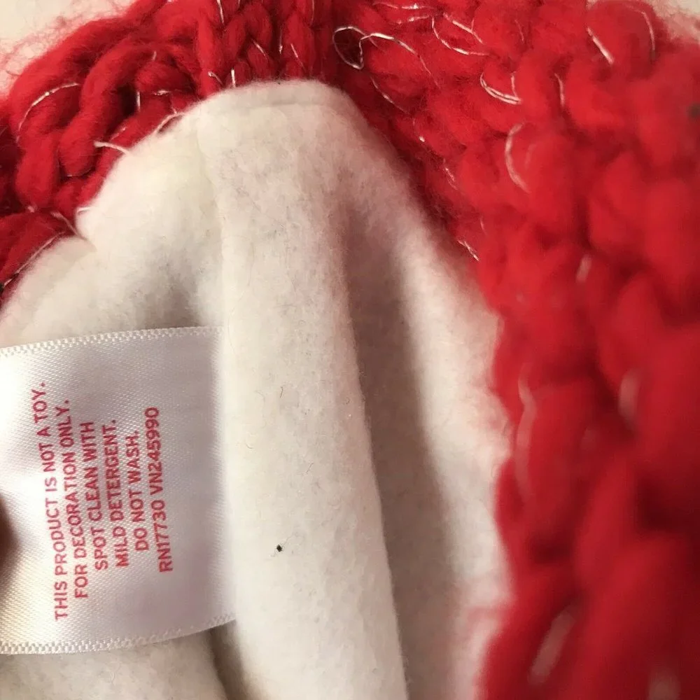Wondershop knit red silver Christmas‎ stocking fleece lined  19”